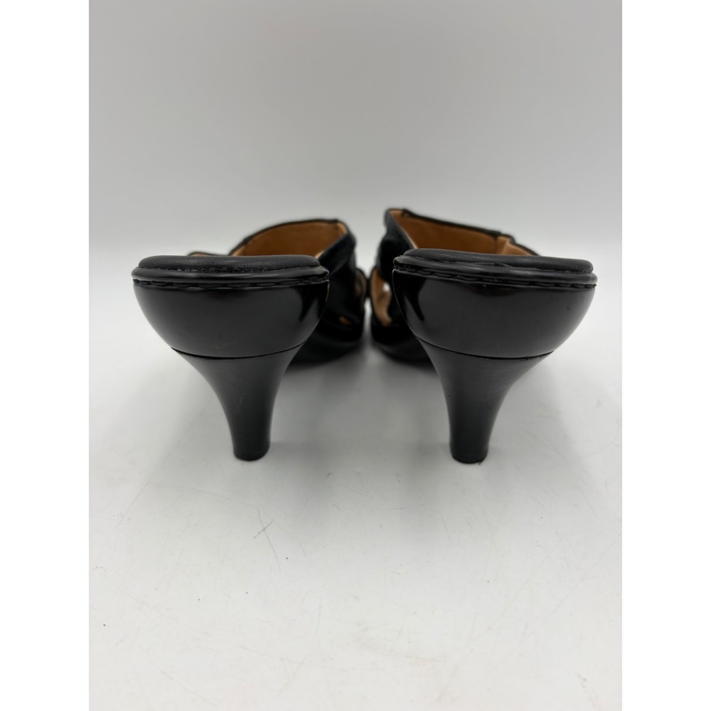 Sofft Slide Sandals Black Leather Embroidered Kitten Heel Women 10M Noel Comfort - Picture 4 of 9